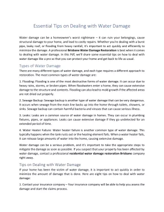 Essential Tips on Dealing with Water Damage