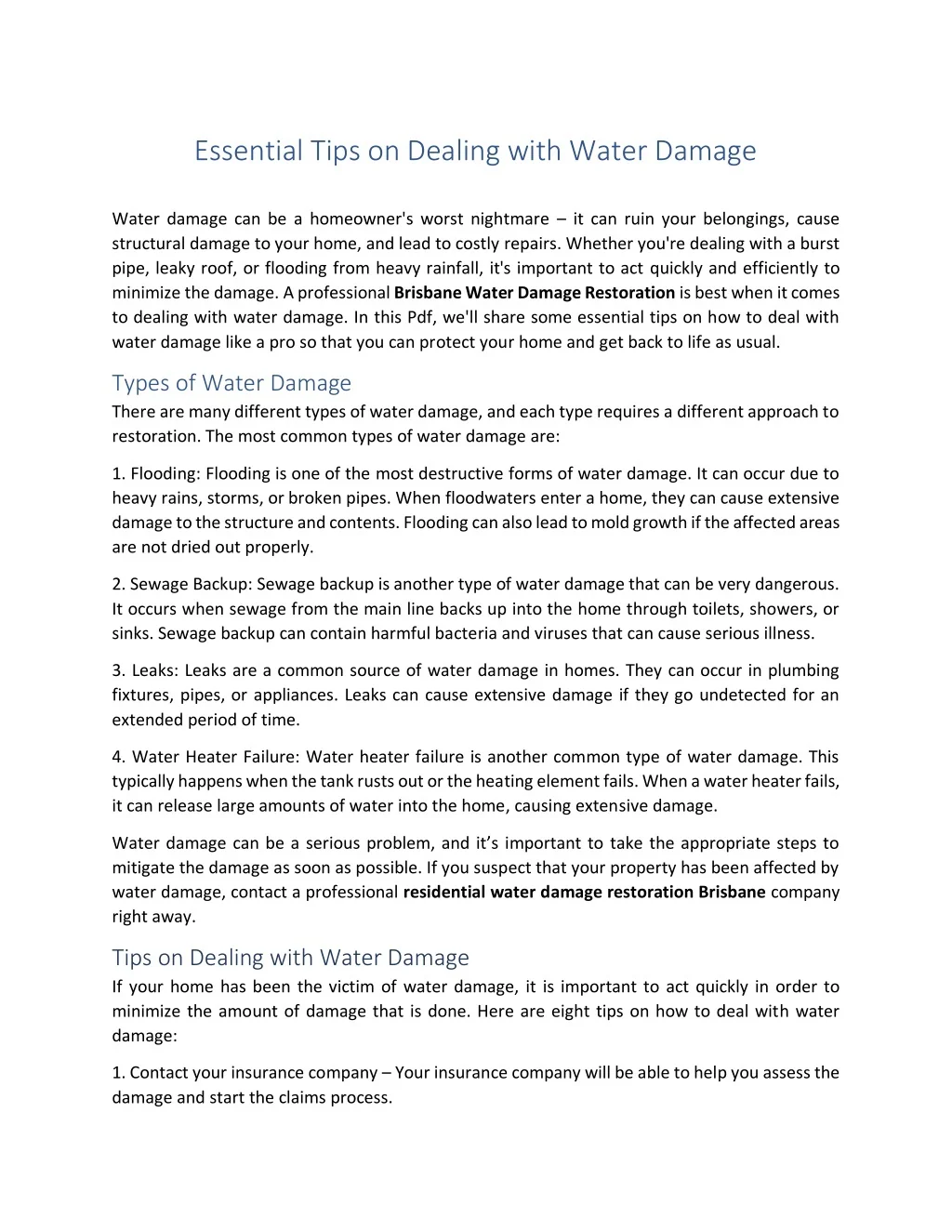 Damage Tips PPT - Essential Tips on Dealing with Water Damage PowerPoint ...