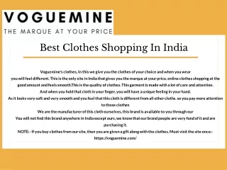 Best Clothes Shopping In India