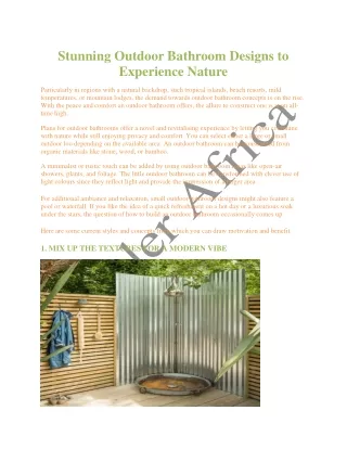 Stunning Outdoor Bathroom Designs to Experience Nature - Kohler Africa