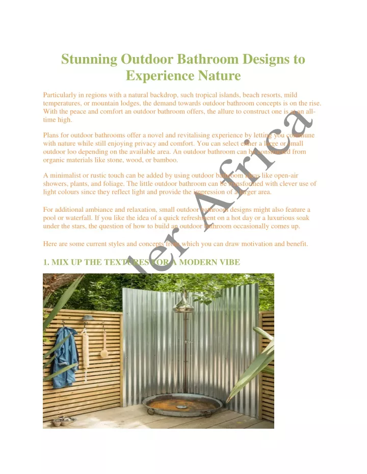 stunning outdoor bathroom designs to experience