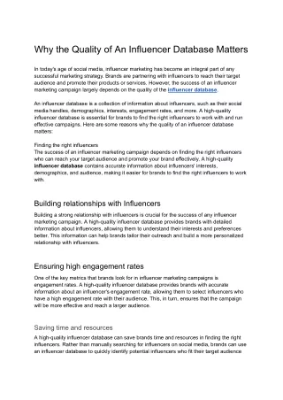 why the quality of an influencer database matters