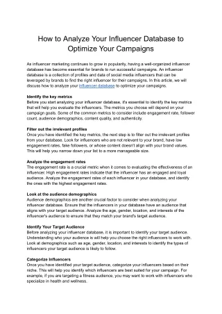 how to analyze your influencer database