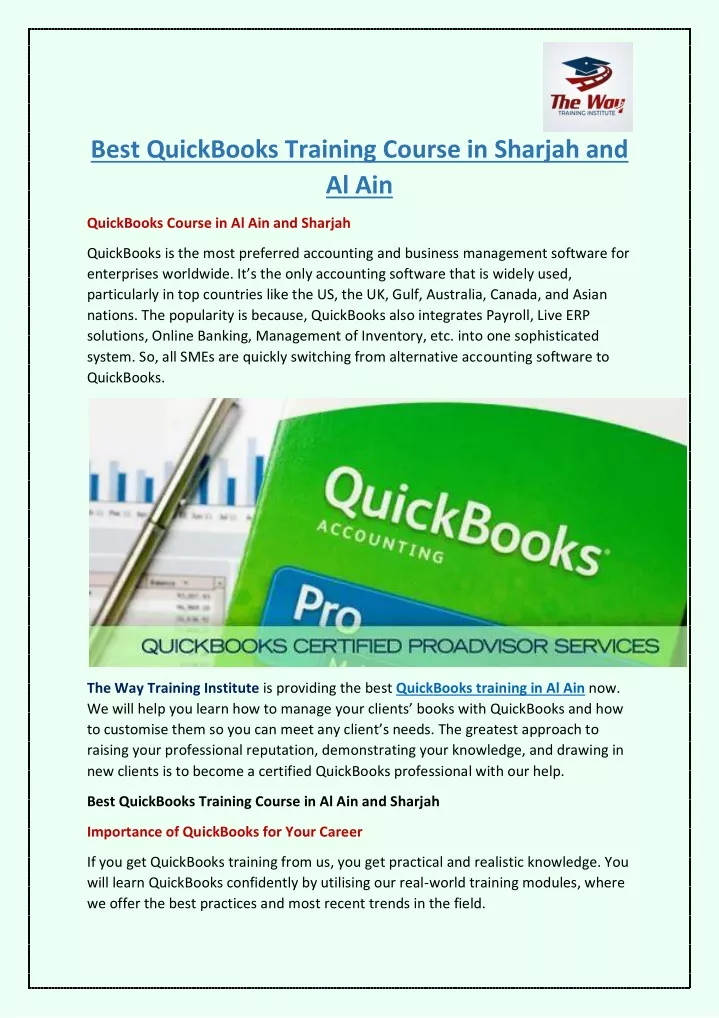 best quickbooks training course in sharjah