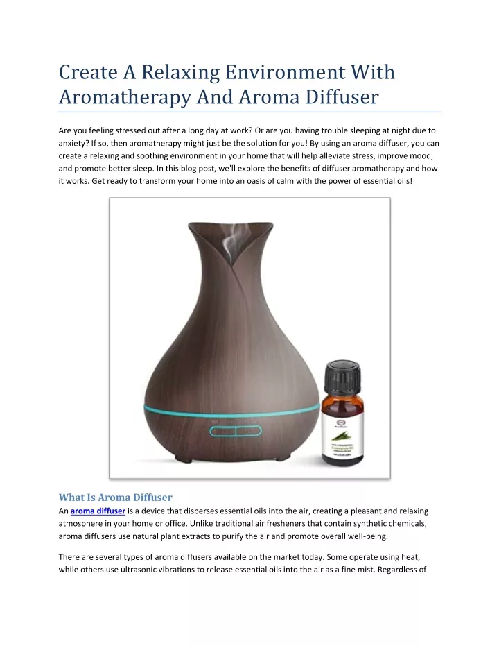 create a relaxing environment with aromatherapy