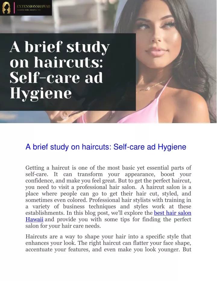 a brief study on haircuts self care ad hygiene