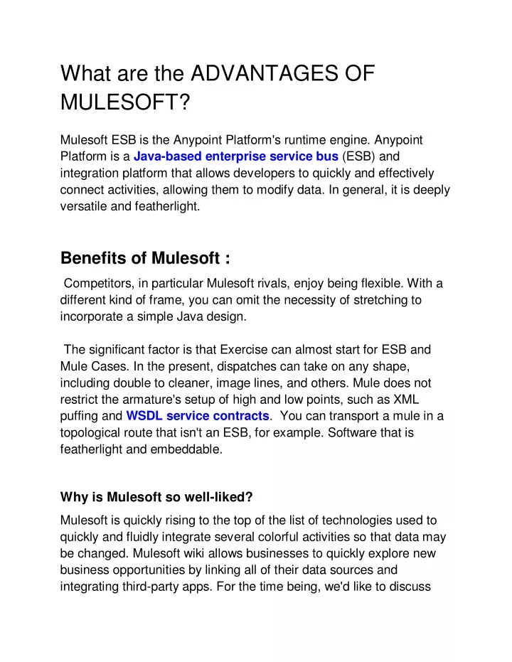 what are the advantages of mulesoft