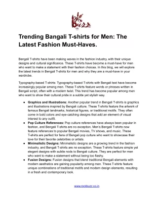 Trending Bangali T-shirts for Men The Latest Fashion Must-Haves.