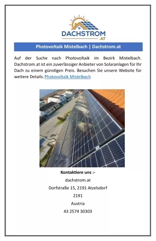 Photovoltaik Mistelbach | Dachstrom.at