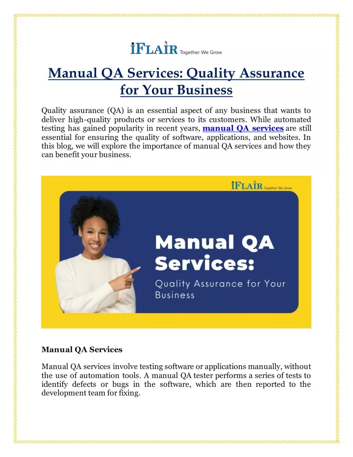 manual qa services quality assurance for your