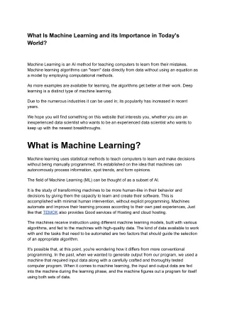 What Is Machine Learning and its Importance in Today’s World?