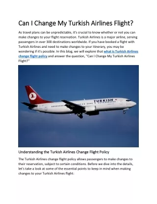 Can I Change My Turkish Airlines Flight