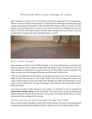 What to do when water damage on carpet