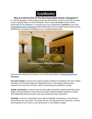 Why Is IconHomz One Of The Best Expandable Homes in Bangalore_