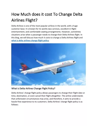 How Much does it cost To Change Delta Airlines Flight