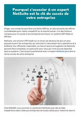 Pourquoi s'associer à un expert NetSuite est la clé du succès de votre entrepris