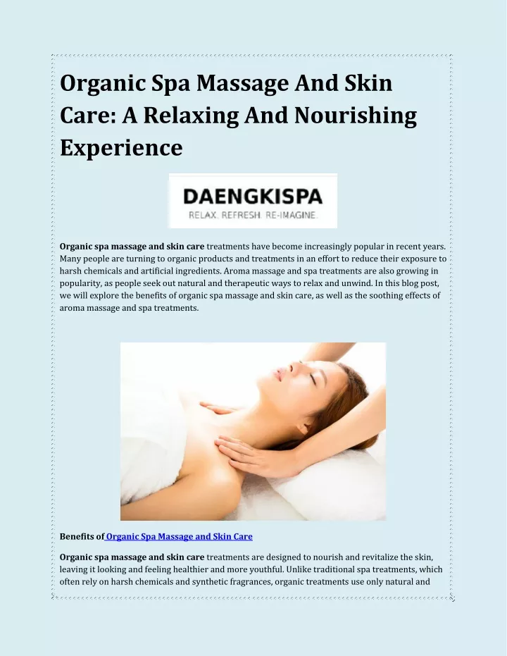 organic spa massage and skin care a relaxing