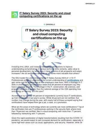 IT Salary Survey 2023: Security and cloud computing certifications on the up