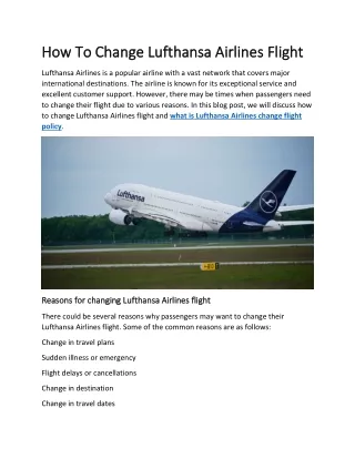 How To Change Lufthansa Airlines Flight