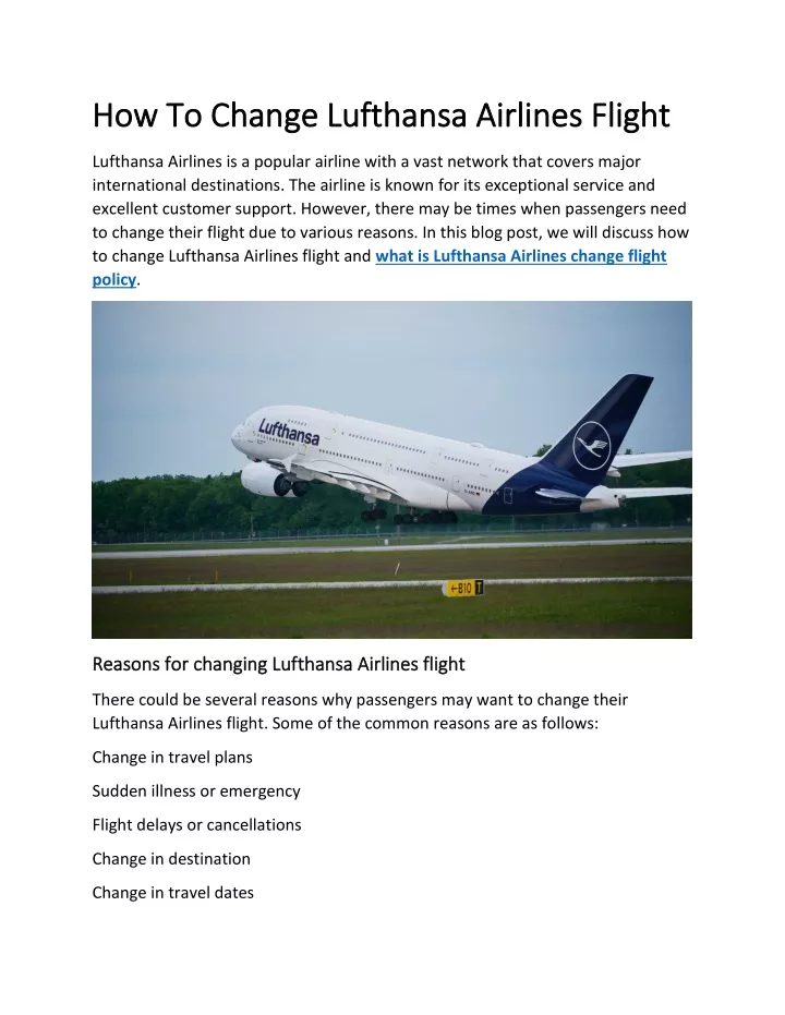 PPT - How To Change Lufthansa Airlines Flight PowerPoint Presentation ...