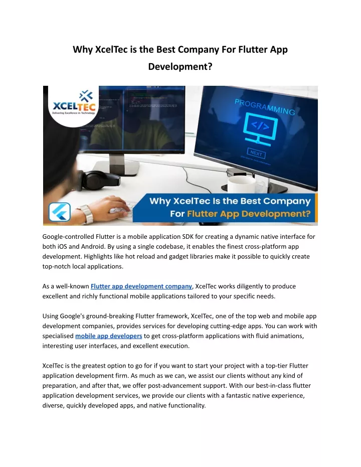 why xceltec is the best company for flutter app