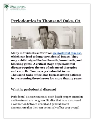 Periodontics services in Thousand Oaks, CA