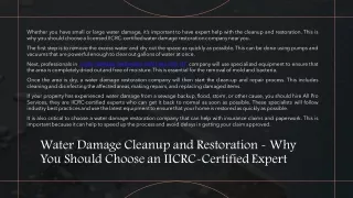 Water Damage Cleanup and Restoration - Why You Should Choose an IICRC-Certified Expert