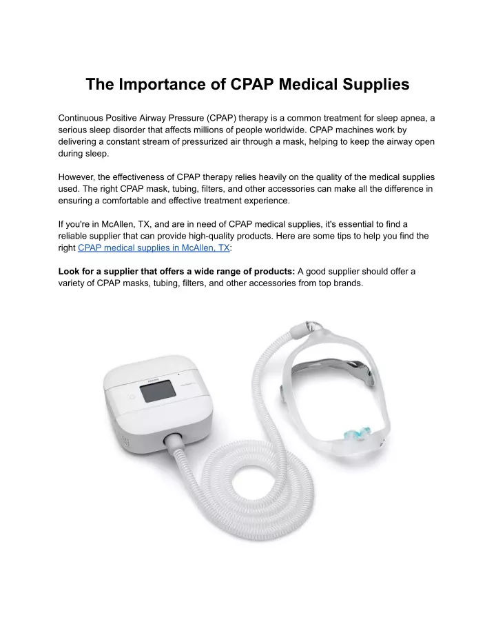 the importance of cpap medical supplies