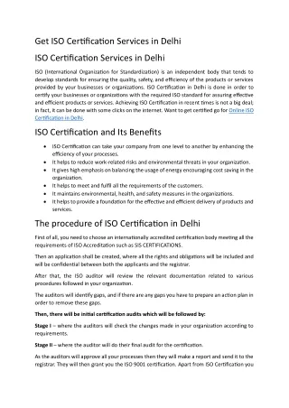 get iso certification services in delhi