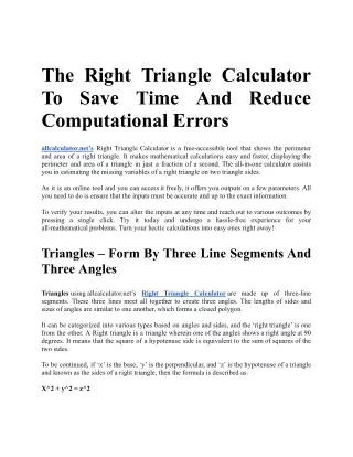the right triangle calculator to save time