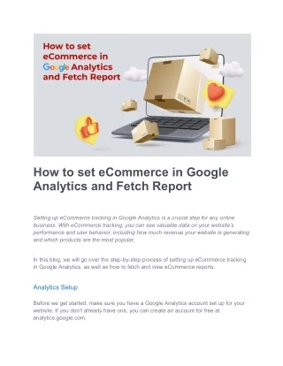 How to set eCommerce in Google Analytics and Fetch Report