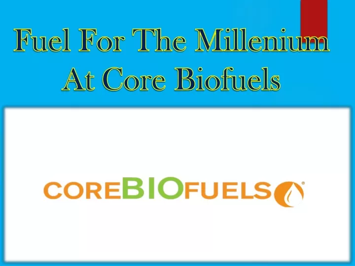 fuel for the millenium at core biofuels