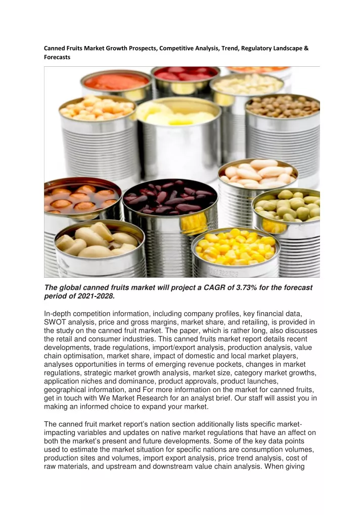 canned fruits market growth prospects competitive