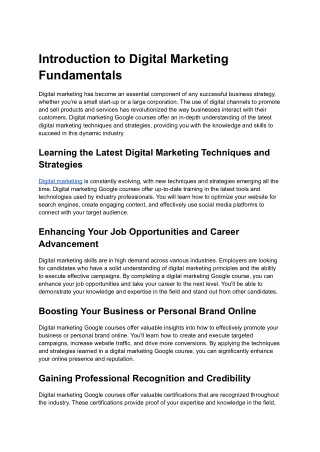 Introduction to Digital Marketing Fundamentals