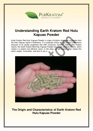 Understanding Earth Kratom Red Hulu Kapuas Powder
