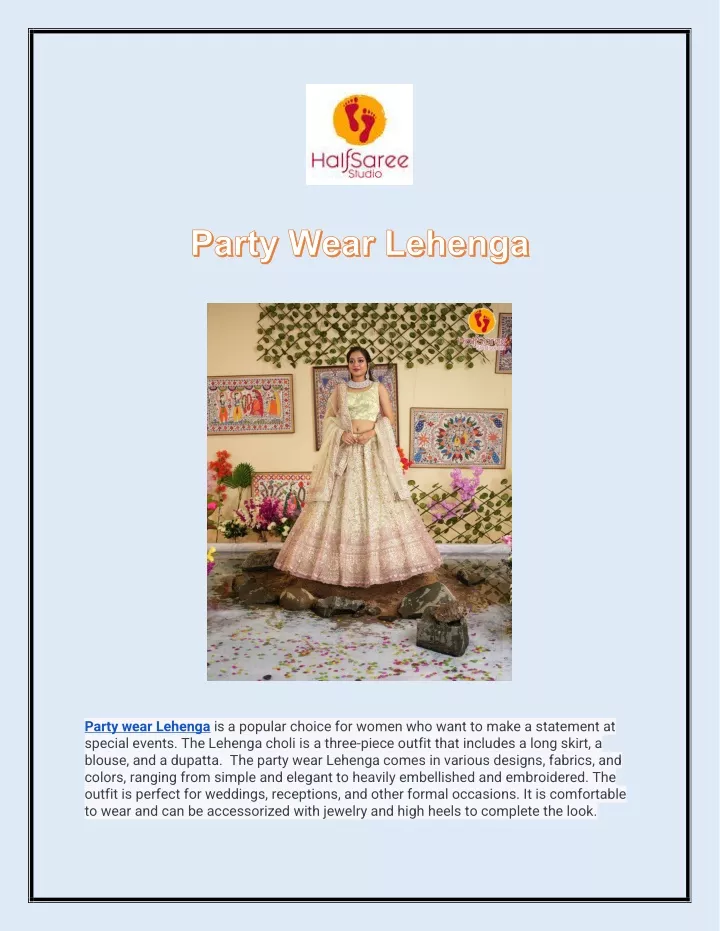 party wear lehenga is a popular choice for women