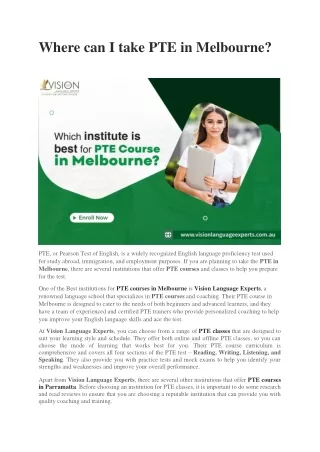 where can i take pte in melbourne