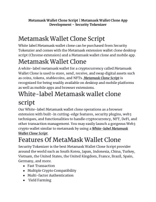 Metamask Wallet Clone Script |How To Create Crypto Wallet like Metamask?