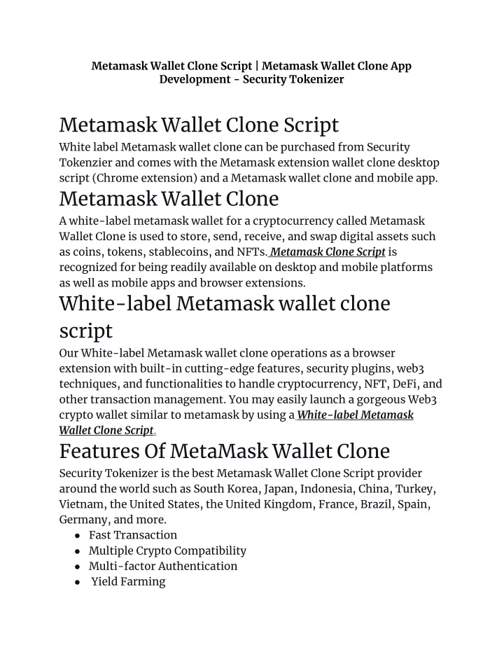 metamask wallet clone script metamask wallet