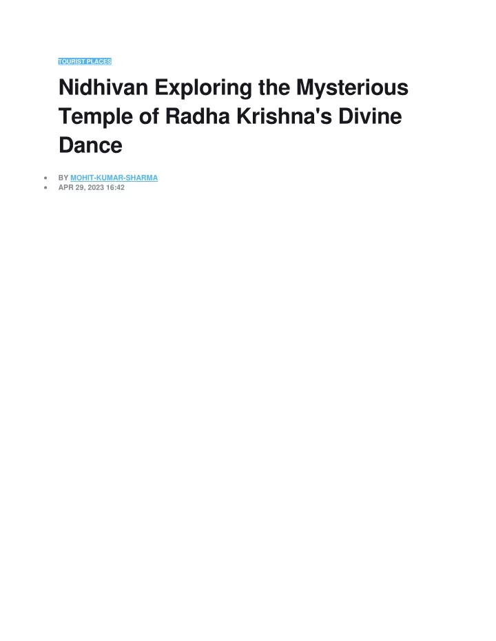tourist places nidhivan exploring the mysterious