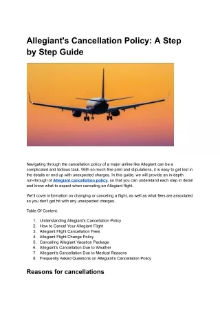 Allegiant's Cancellation Policy | A Step by Step Guide