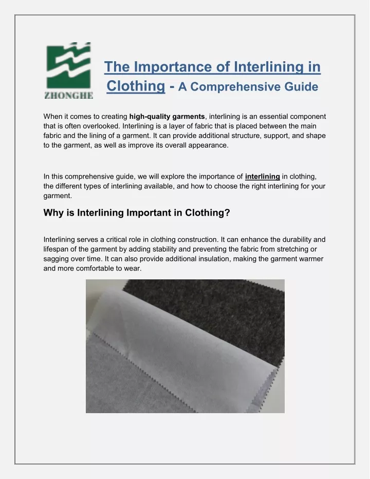 the importance of interlining in clothing