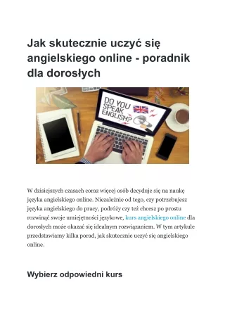 Jak skutecznie uczyć się angielskiego online - poradnik dla dorosłych