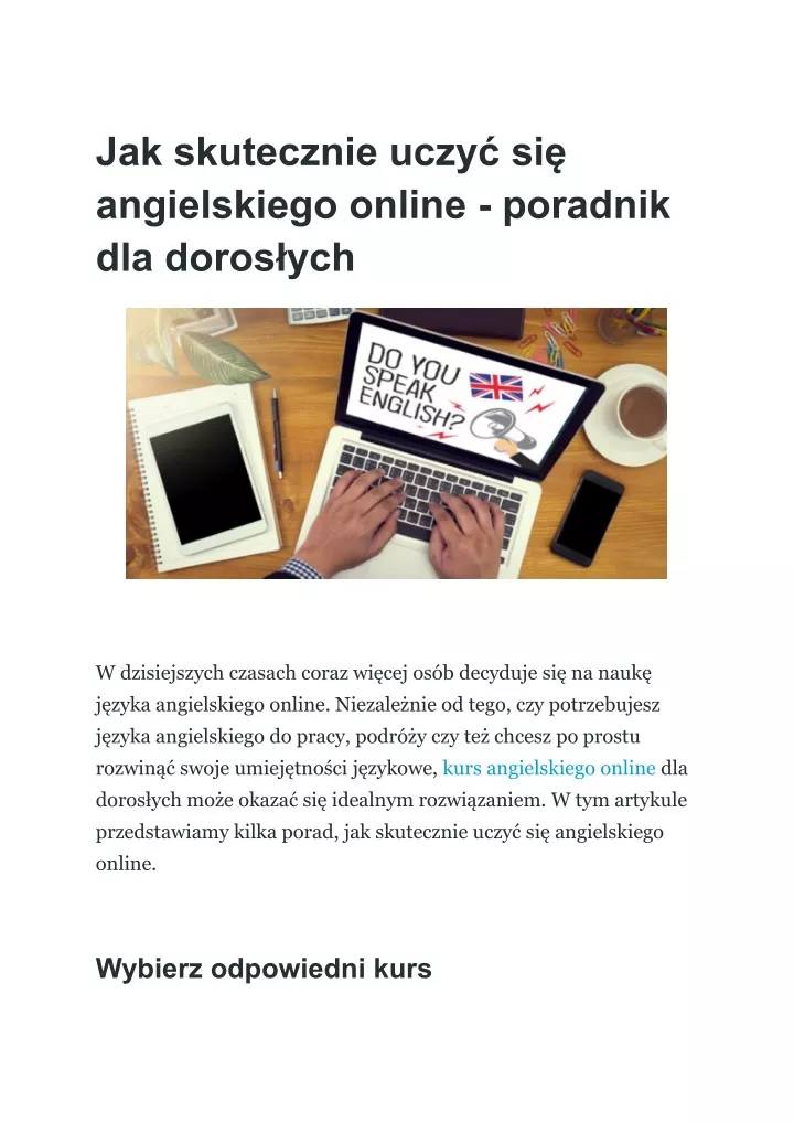 jak skutecznie uczy si angielskiego online