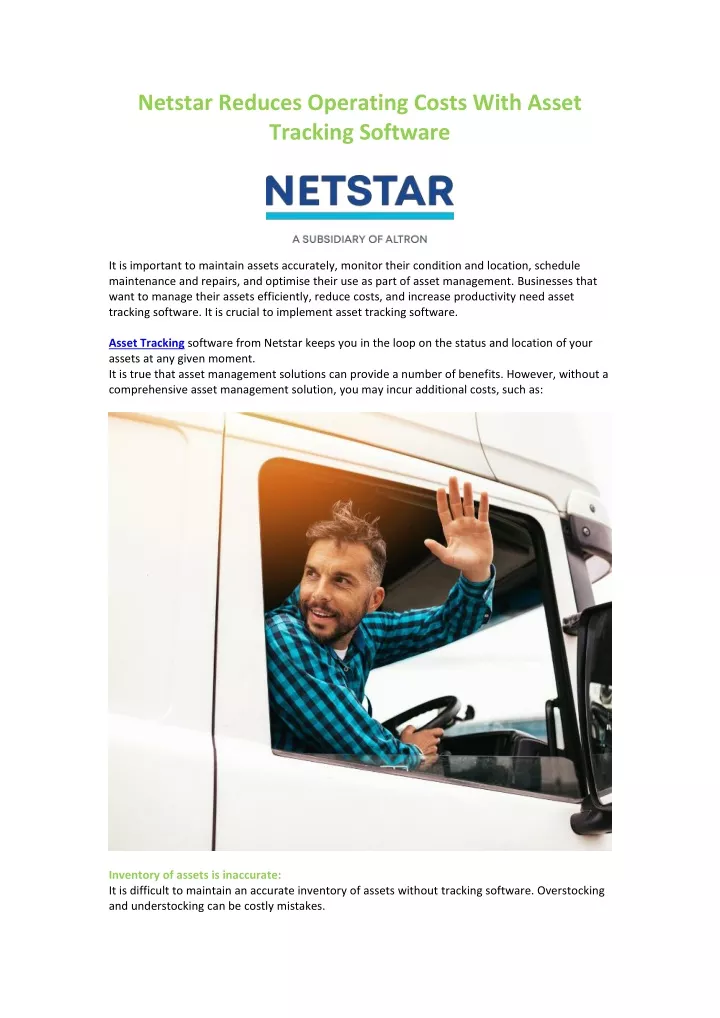 netstar reduces operating costs with asset