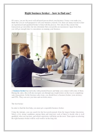 right business broker how to find one