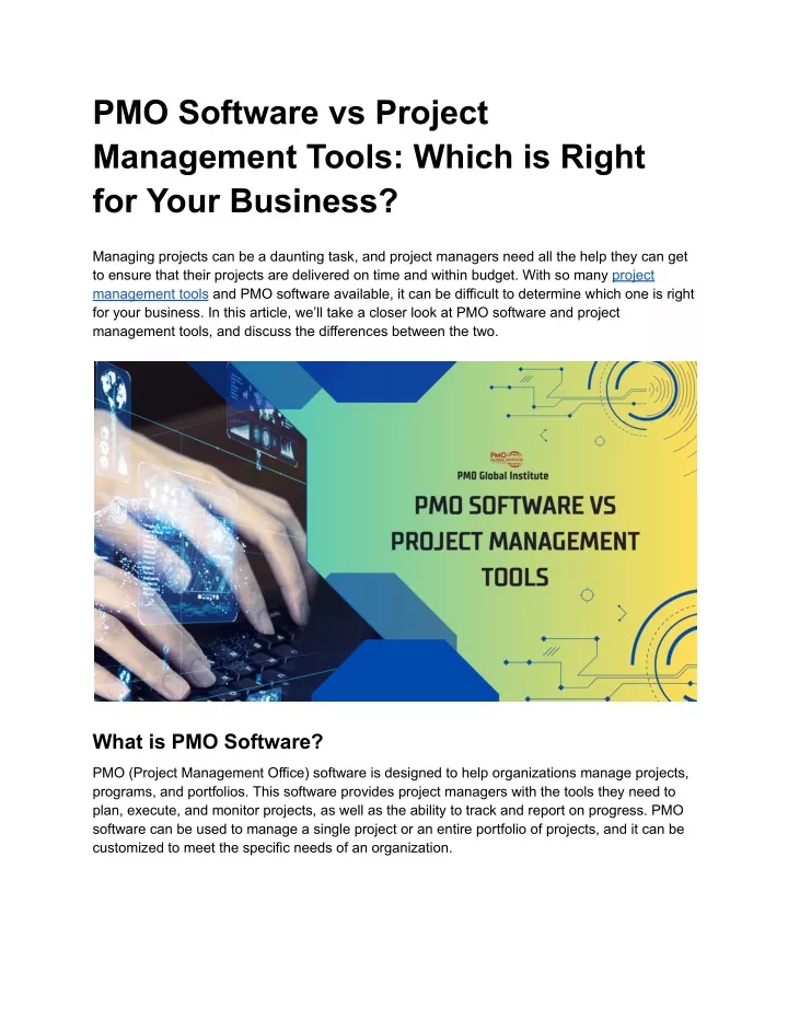 pmo software vs project management tools which