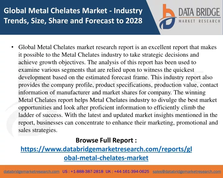 global metal chelates market industry trends size