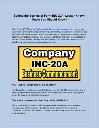 Behind the Scenes of Form INC-20A: Lesser-Known Facts You Should Know!