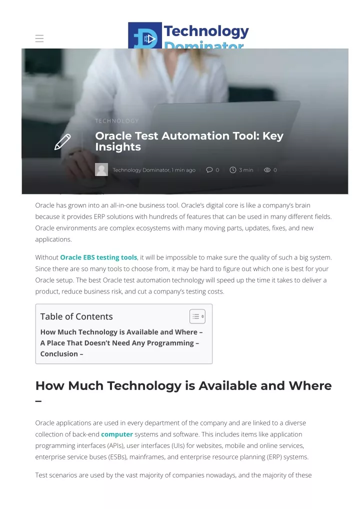 technology oracle test automation tool
